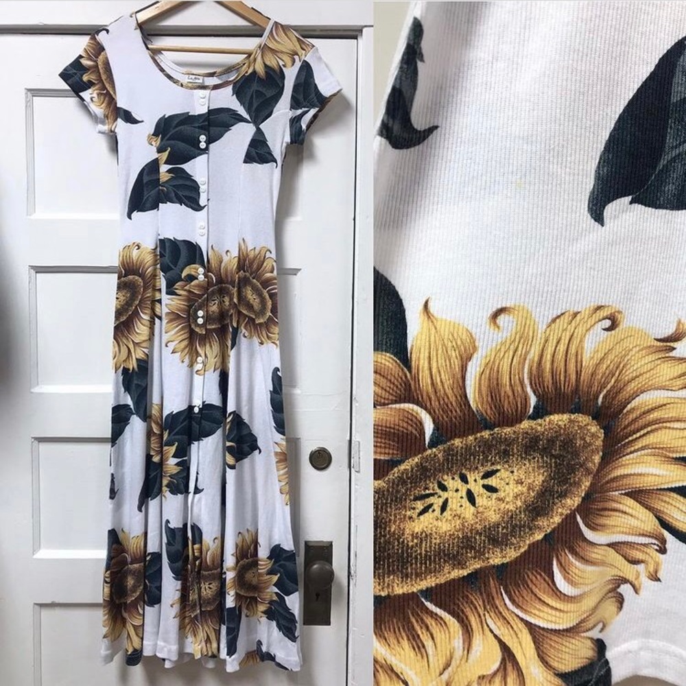 90s button down sunflower dress